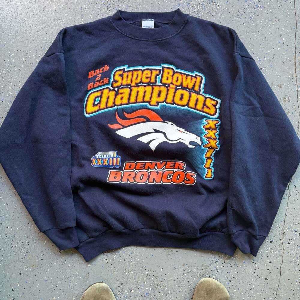 Vintage 90s Logo 7 Denver Broncos Back to Back Super Bowl XXXIII Champions Sweat - Picture 7 of 7